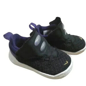 Nike Baby Crib LeBron 18 Black Purple Lakers Slip On Running Shoes